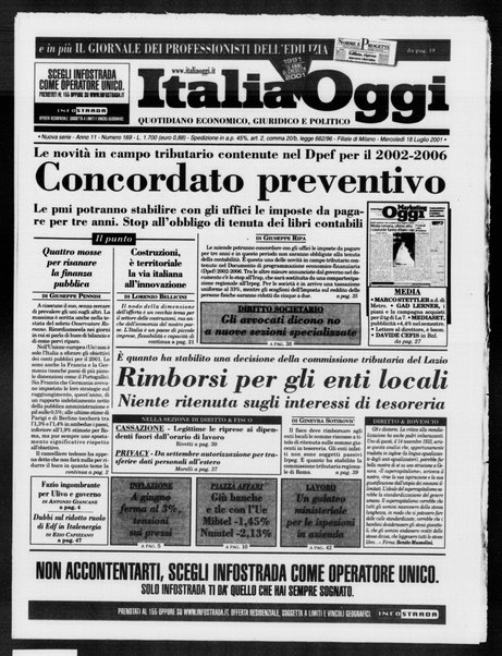 Italia oggi : quotidiano di economia finanza e politica